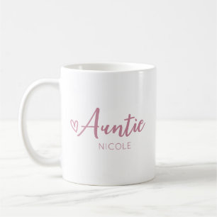 Niedlich Heart Auntie Personalisiert Dusty Mauve Kaffeetasse