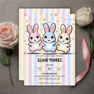Niedlich Heart Bunny Hoppers Babydusche Einladung