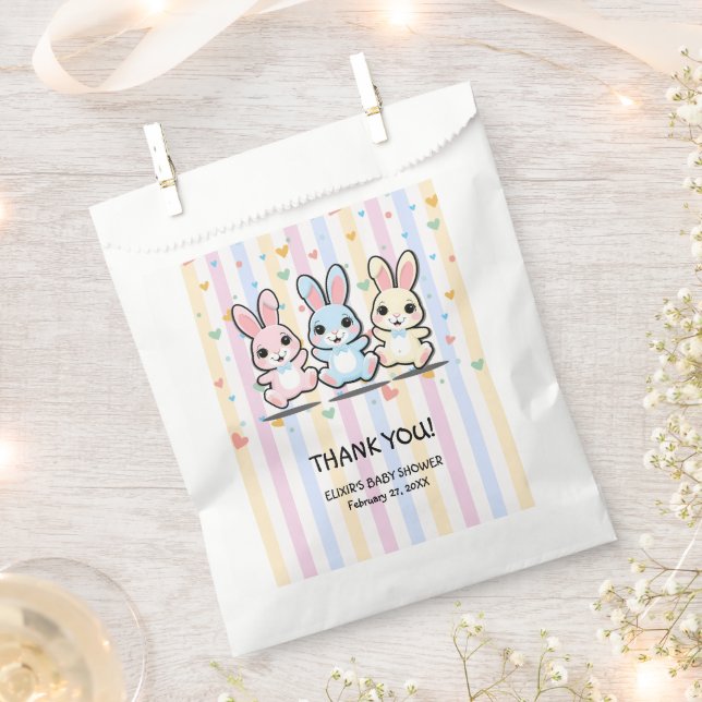 Niedlich Heart Bunny Hoppers Babydusche Geschenktütchen (Ausgeschnitten)
