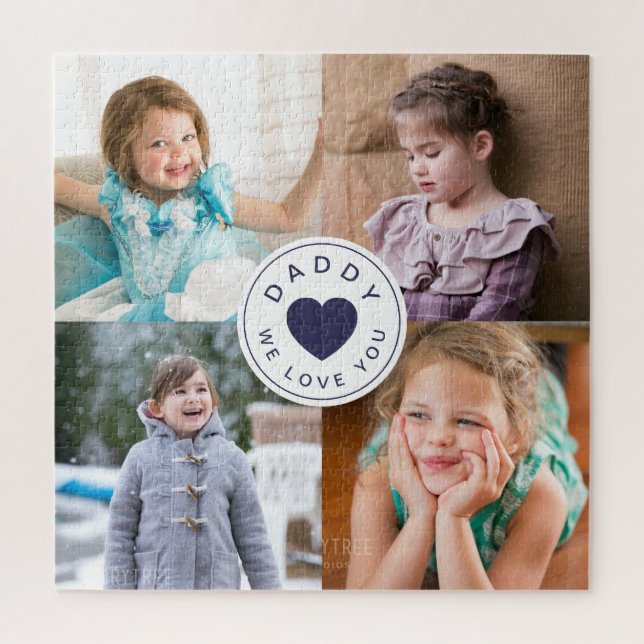 Niedlich Heart Daddy We Liebe You Foto Collage Puzzle (Vertikal)
