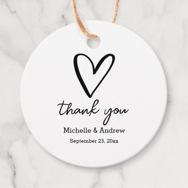 Niedlich Heart Dankeschön Script | Minimale Hochze Geschenkanhänger (Vorderseite)