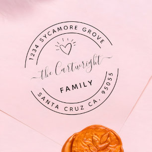 Niedlich Heart & Elegantes Script Rücksendeadress Gummistempel