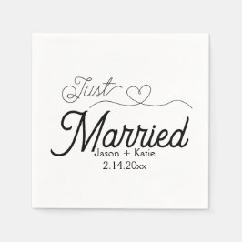 Niedlich Heart Just Married Calligraphy Wedding Da Serviette