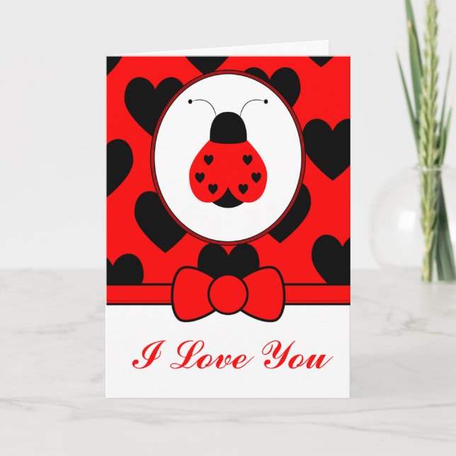 Niedlich Heart Ladybug Card Karte (Vorderseite)