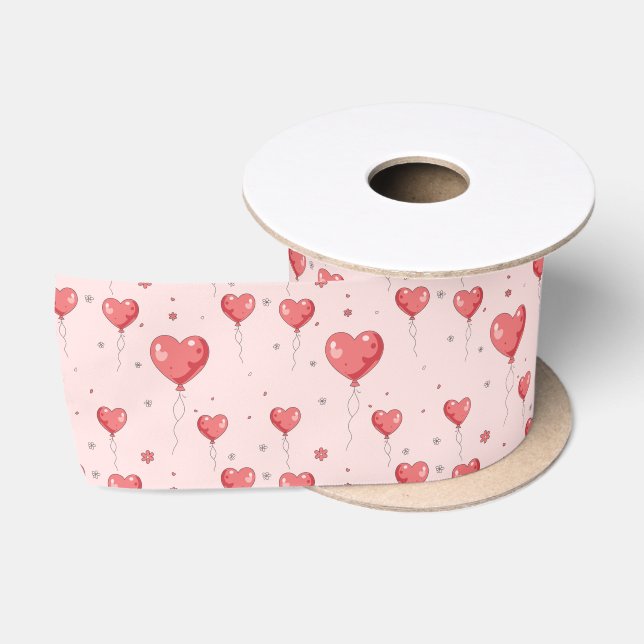 Niedlich Heart Liebe Balloons Satinband (Spule)