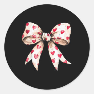 Niedlich Heart Liebe Coquette Bow Valentinstag Fra Runder Aufkleber