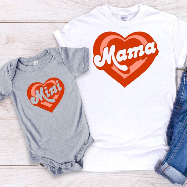 Niedlich Heart Mama Mini Mutter Tochter Baby Strampler (Von Creator hochgeladen)