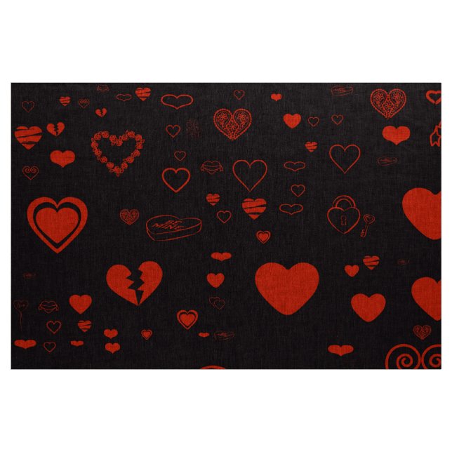 Niedlich Heart Modern Black Red Stoff (Yard (91,4 cm))