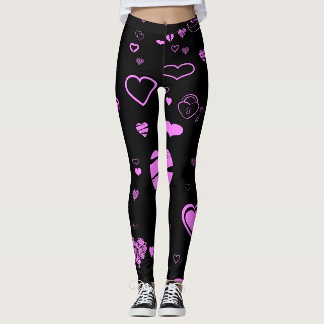Niedlich Heart Modern Orchid Leggings (Vorderseite)
