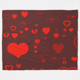 Niedlich Heart Modern Red Pattern Fleecedecke