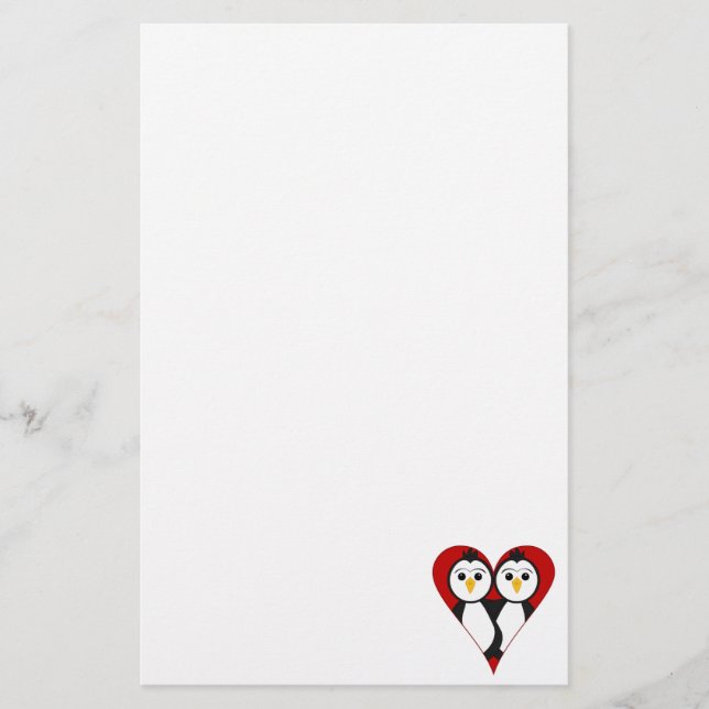 Niedlich Heart Penguins Briefpapier (Vorderseite)