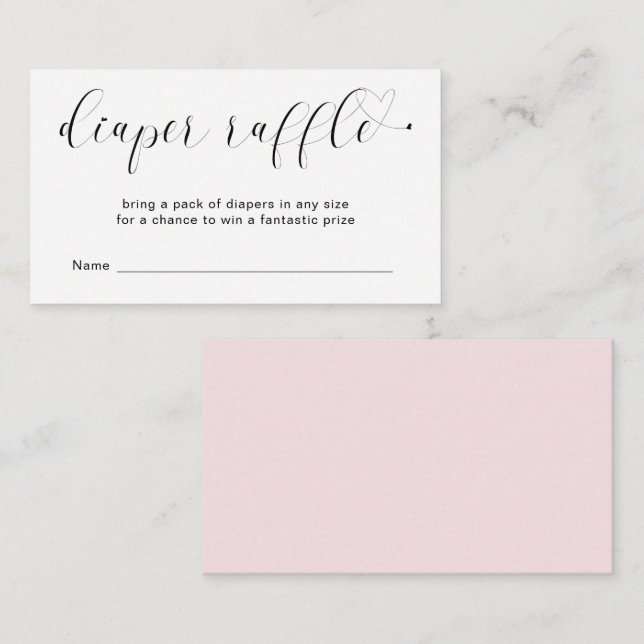 Niedlich Heart Pink Diaper Raffle Girl Baby Dusche Begleitkarte (Vorne/Hinten)