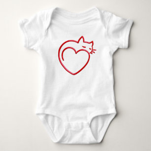 Niedlich Heart Shaped Cat Baby Strampler