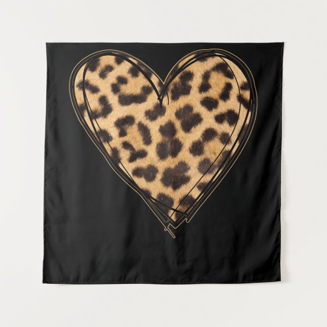 Niedlich Heart Valentines Leopard Muster Wandteppich (Vorderseite)