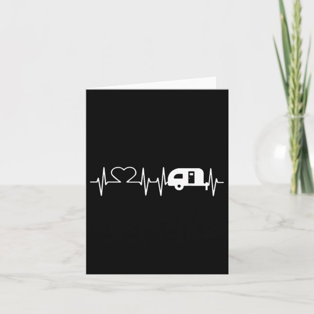 Niedlich Heartbeat Camper Camping Campfire Liebhab Karte (Vorderseite)