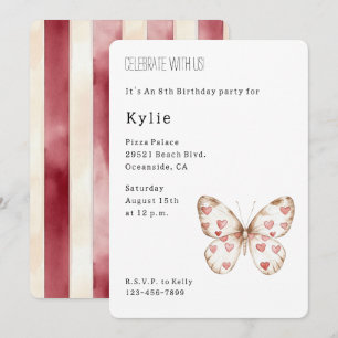 Niedlich Hearts Butterfly Geburtstag Einladung