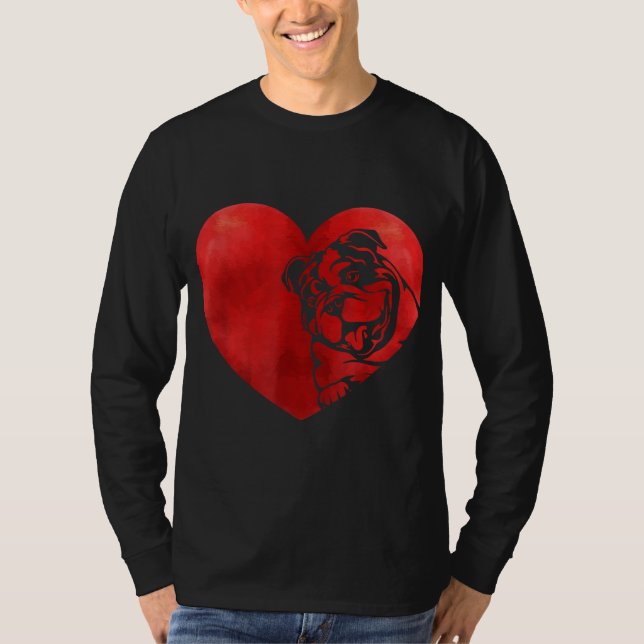 Niedlich Hearts English Bulldog Hund Welpe Lover V T-Shirt (Vorderseite)