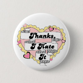 Niedlich Hearts Gelbe Spitzen und Rosa Danke, ich  Button