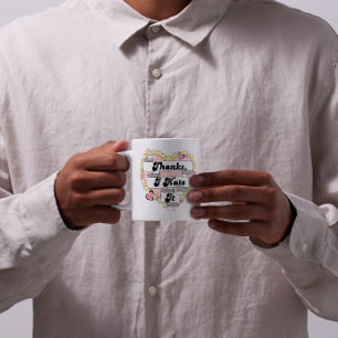 Niedlich Hearts Gelbe Spitzen und Rosa Danke, ich Kaffeetasse