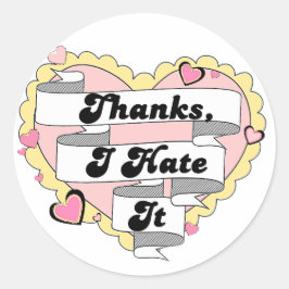 Niedlich Hearts Gelbe Spitzen und Rosa Danke, ich  Runder Aufkleber