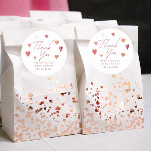 Niedlich Hearts Girly Baby Dusche Vielen Dank Runder Aufkleber