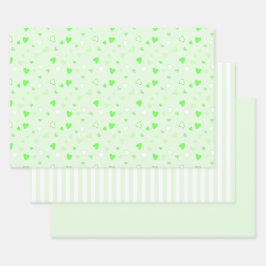 Niedlich Hearts Green Geschenkpapier Set