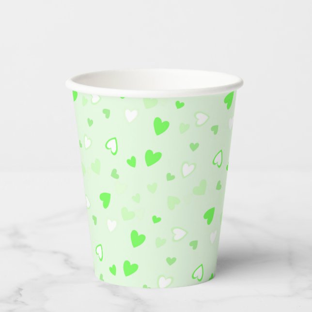 Niedlich Hearts Green Pappbecher (Vorderseite)