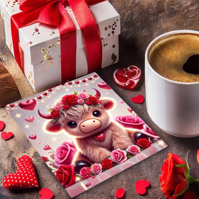 Niedlich Hearts Hochland Kuhwulstkarte Feiertagskarte (Von Creator hochgeladen)