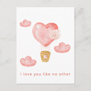 Niedlich Hearts Hot Air Ballon Valentine Card Feiertagspostkarte