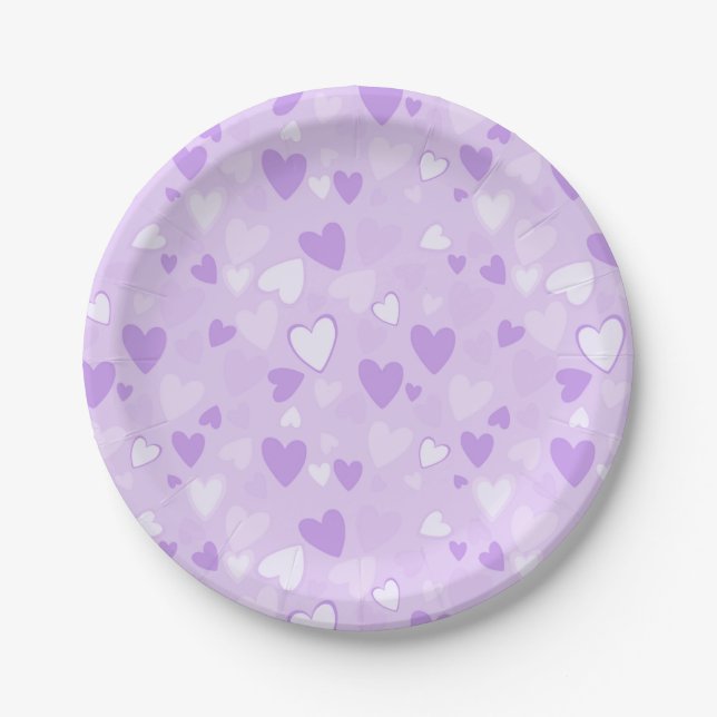 Niedlich Hearts Lavender Party Teller (Vorderseite)