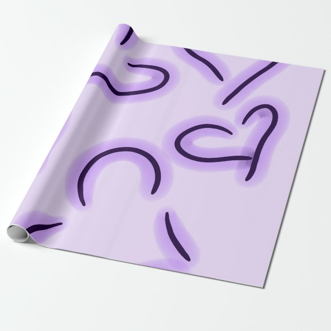 Niedlich Hearts Lila Geschenkpapier (Ungerollt)