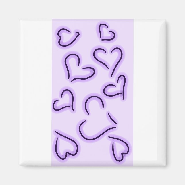 Niedlich Hearts Lila Magnet (Vorne)