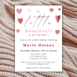 Niedlich Hearts Little Sweetheart Baby Shower Girl Einladung