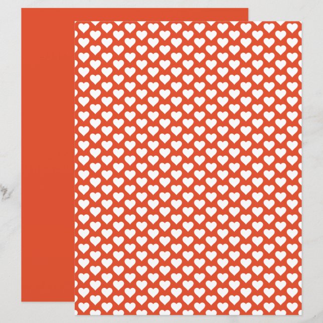 Niedlich Hearts Muster Orange Shade Scrapbook Pape (Vorne/Hinten)