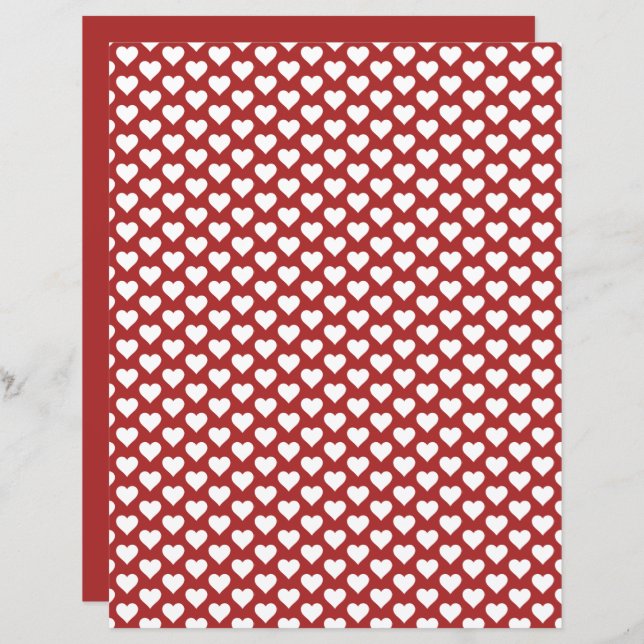 Niedlich Hearts Muster Red Scrapbook Paper (Vorne/Hinten)