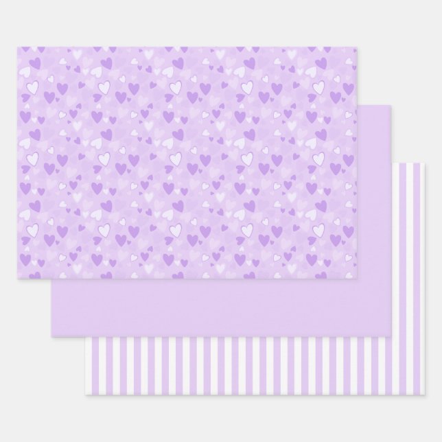 Niedlich Hearts Print Lavendel Wrapping Sheet Set  Geschenkpapier Set (Set)