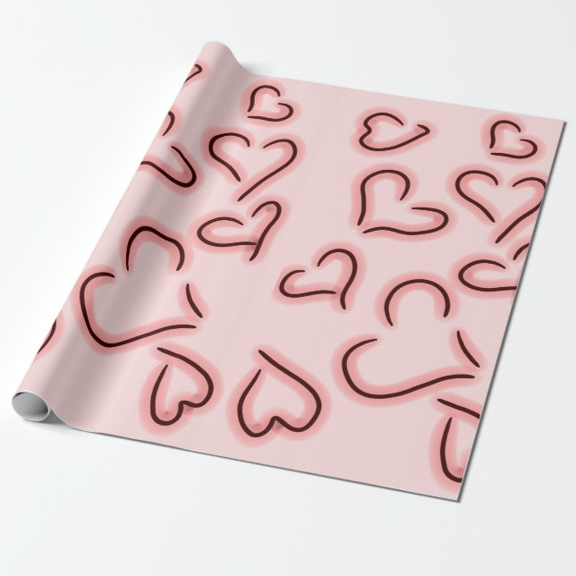 Niedlich Hearts Red Geschenkpapier (Ungerollt)