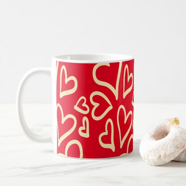 Niedlich Hearts Roter Valentinstag Kaffeetasse (Mit Donut)