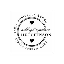 Niedlich Hearts Round Wedding Rücksendeadresse Gummistempel