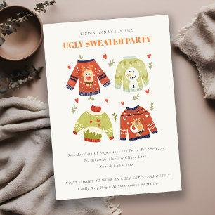 Niedlich Hearts Ugly Sweater Weihnachts-Party lade Feiertagskarte