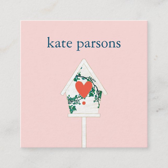 Niedlich Heft Birdhouse Square Business Card Quadratische Visitenkarte (Vorderseite)