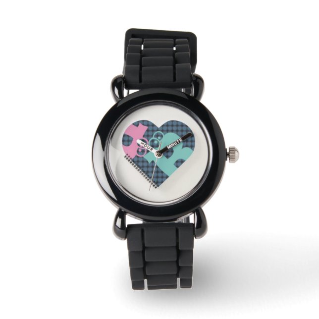 Niedlich HeftNotebook Silverglitter Blue PinkMODER Armbanduhr (Vorderseite)