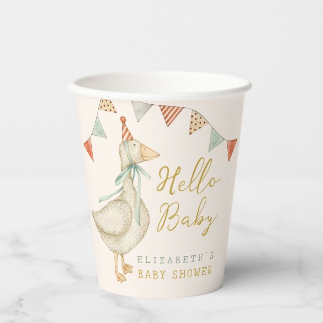 Niedlich Hello Baby Duck Baby Duck Baby Dusche Pappbecher (Vorderseite)