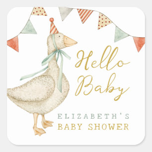 Niedlich Hello Baby Duck Baby Duck Baby Dusche Quadratischer Aufkleber