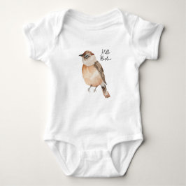 niedlich Hello Birdie Orange Brown Watercolor Baby Strampler