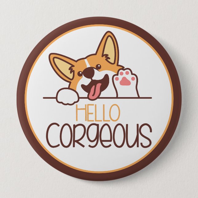 Niedlich Hello Corgi Dog Button (Vorderseite)