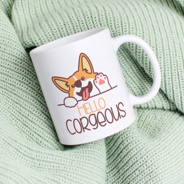 Niedlich Hello Corgi Dog Kaffeetasse (Von Creator hochgeladen)