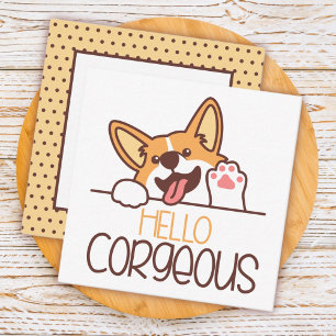 Niedlich Hello Corgi Dog Mitteilungskarte