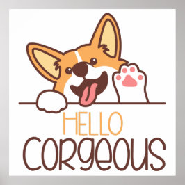 Niedlich Hello Corgi Dog Poster
