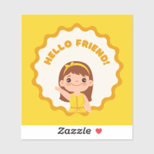 Niedlich Hello Friend Sticker - Lächeln Kinder Par
